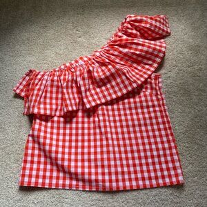 J.CREW Asymmetric ruffled one shoulder top